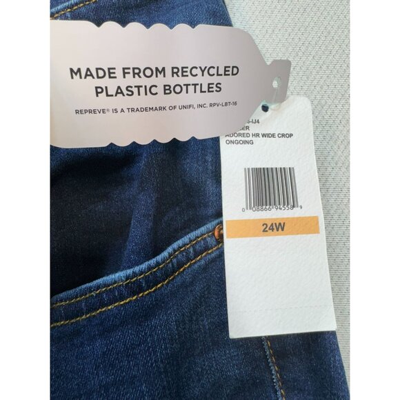 Jessica Simpson Adored High Rise Wide Crop Jeans 24W Denim Blue Button Fly - Picture 7 of 16